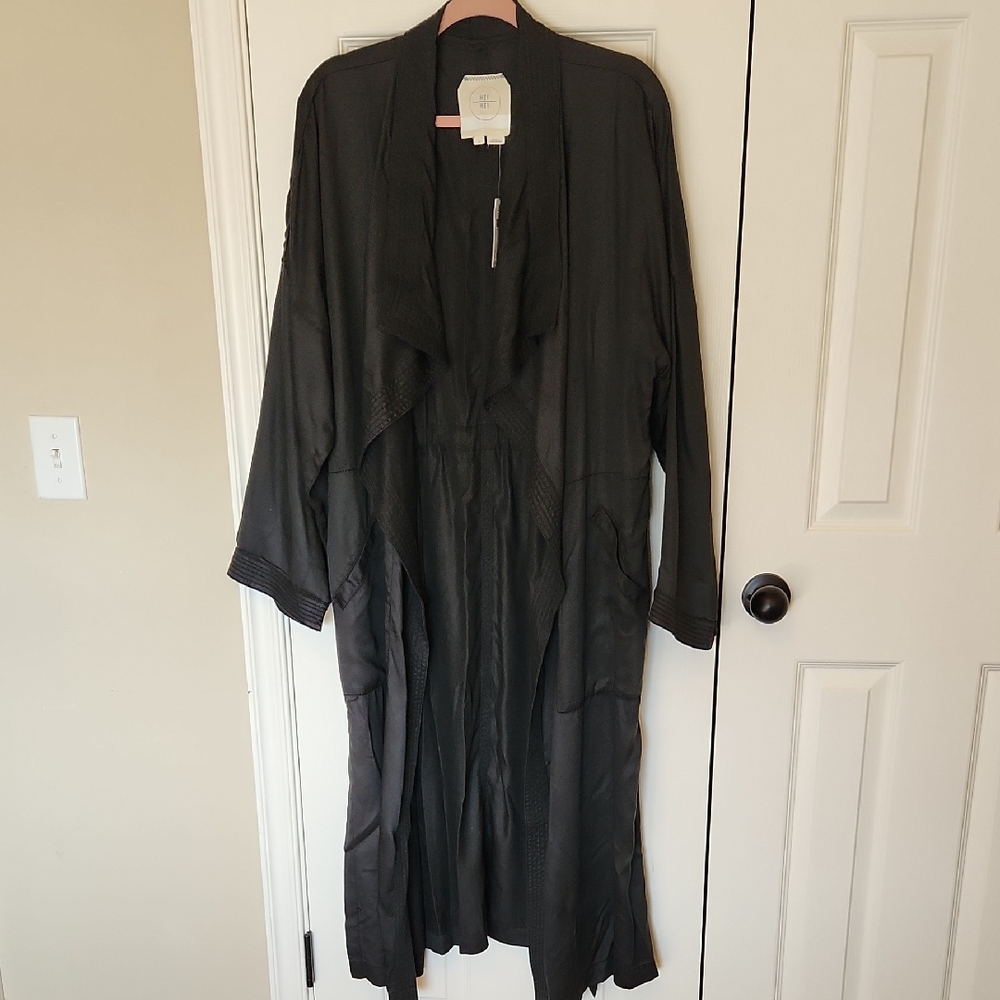 HEI HEI  Anthropologie Womens Gray Trapunto Duster Trench Coat